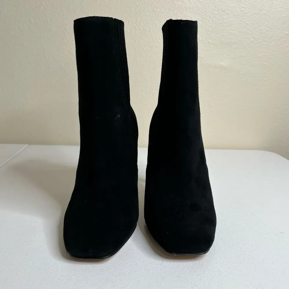 Vince Camuto Black Talanna Bootie Suede Leather Squared Toe Pull On Women 9